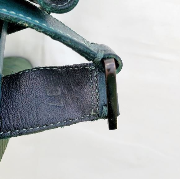 Diesel strap sandals green leather & wooden heels - Picture 9 of 11